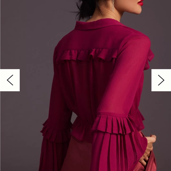 EUC Anthropologie Sheer V-Neck Blouse - Picture 4 of 7